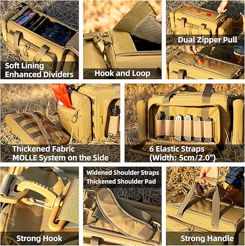 Miniatura 5 de Aprikostein Bolsa de campo de pistola para pistolas y munición para tiro de pistola, bolsa de transporte para caza, bolsa de transporte con 6
