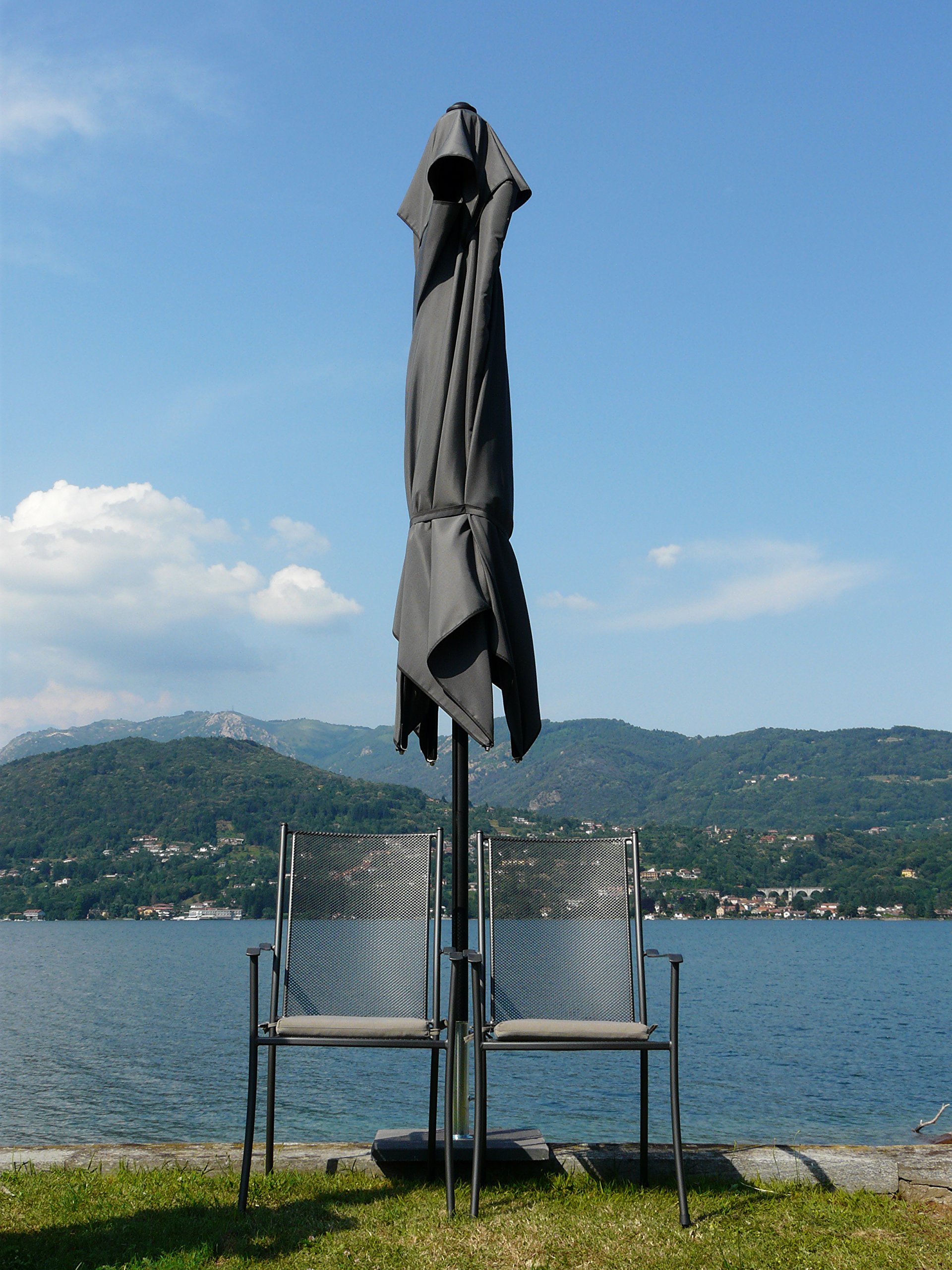 Maffei Art 139q Parapluie carré en tissu polyma imperméable Armature télescopique en aluminium Fabriqué en Italie Gris 300 x 300 cm