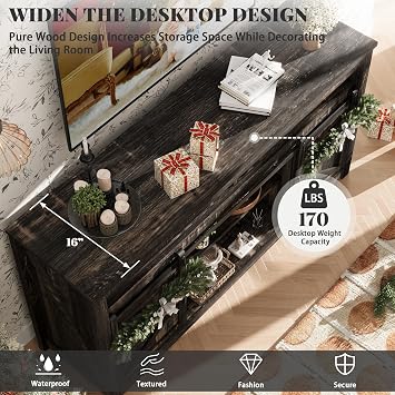 Fireplace TV Stand for TVs Up to 70, Entertainment Center with 23 Electric Fireplace Includes 12 Color Light Options, Black TV Stands for Living Room, Bedroom, 58 inch TV Stand.