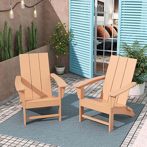 Miniatura 2 de Costaelm Sillas Adirondack plegables para patio al aire libre, sillas de césped ajustables resistentes a la intemperie, sillas de hoguera exteriores