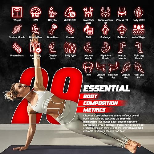 Miniatura 2 de Bisonbody Báscula corporal digital inteligente, 29 métricas de salud, para entusiastas del fitness avanzados, vidrio templado duradero, 8 sensores