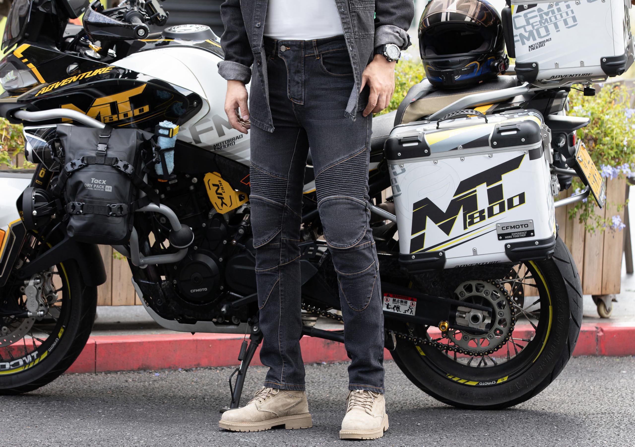 Motorradhose Herren mit Protektoren Elastische Denim Riding Hosen mit CE-Schutz