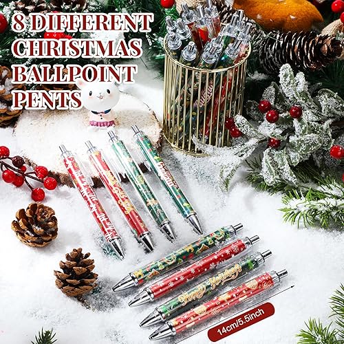 Miniatura 4 de Bolígrafos de Navidad retráctiles de tinta de gel de 0.039 pulgadas (0.039 in), lindo bolígrafo de Papá Noel de dibujos animados para adultos,