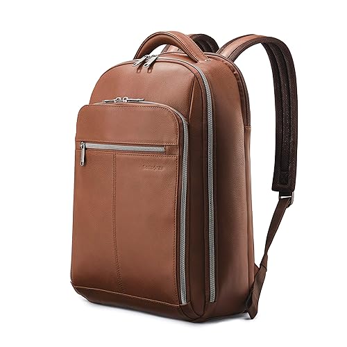 Mochila de cuero clásico Samsonite, color cognac, talla única