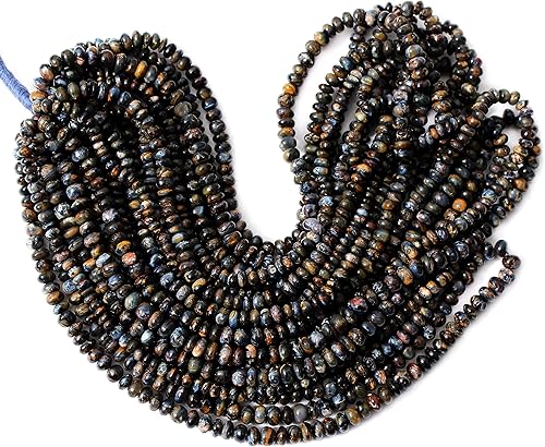 Blue Pietersita Rondelle - Cuentas lisas de 0.138-0.157 in, cuentas curativas de pietersita de 13 pulgadas