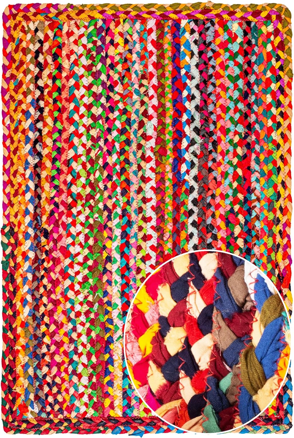 Savi Home Hand Made Braided Cotton Chindi Rugs 4x6 Feet