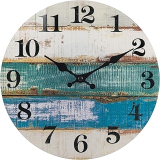 Rustic Coastal Waterproof Wall Clock 8 Inch - Silent Battery Operated Indoor Outdoor for Bathroom, Pool, Patio