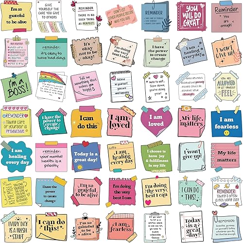 Vista 13 de Paquete de calcomanías inspiradoras, 52 calcomanías positivas alentadoras para estudiantes, profesores, adolescentes, calcomanías motivacionales 100