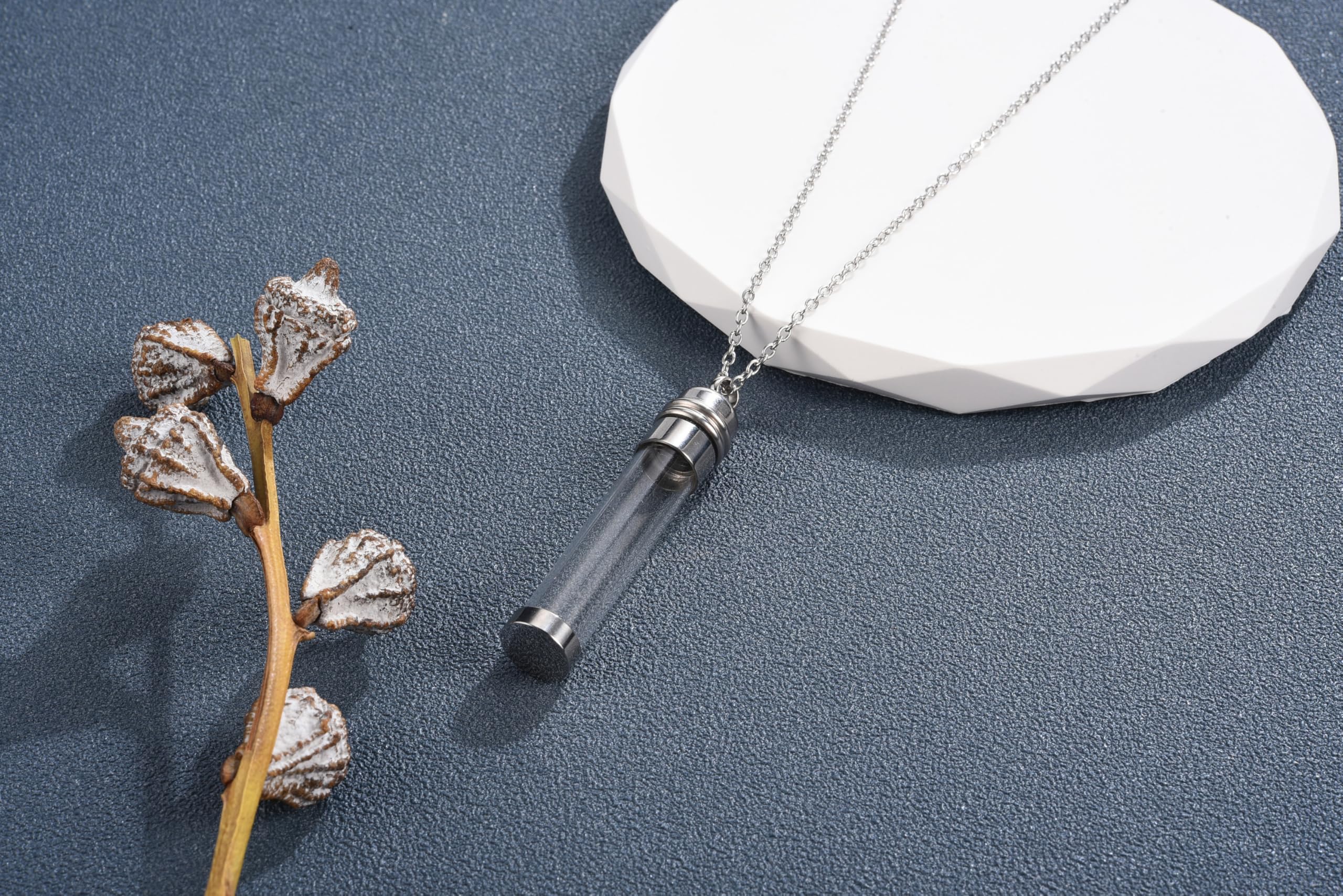 POPETPOP Collana Urna In Vetro Ciondolo Clessidra In Acciaio - Foto 3