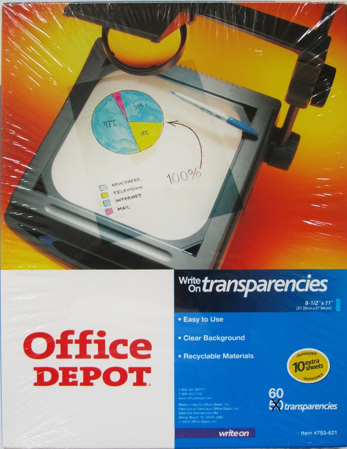 Office Depot Write-On Transparency Film, Box Of 60