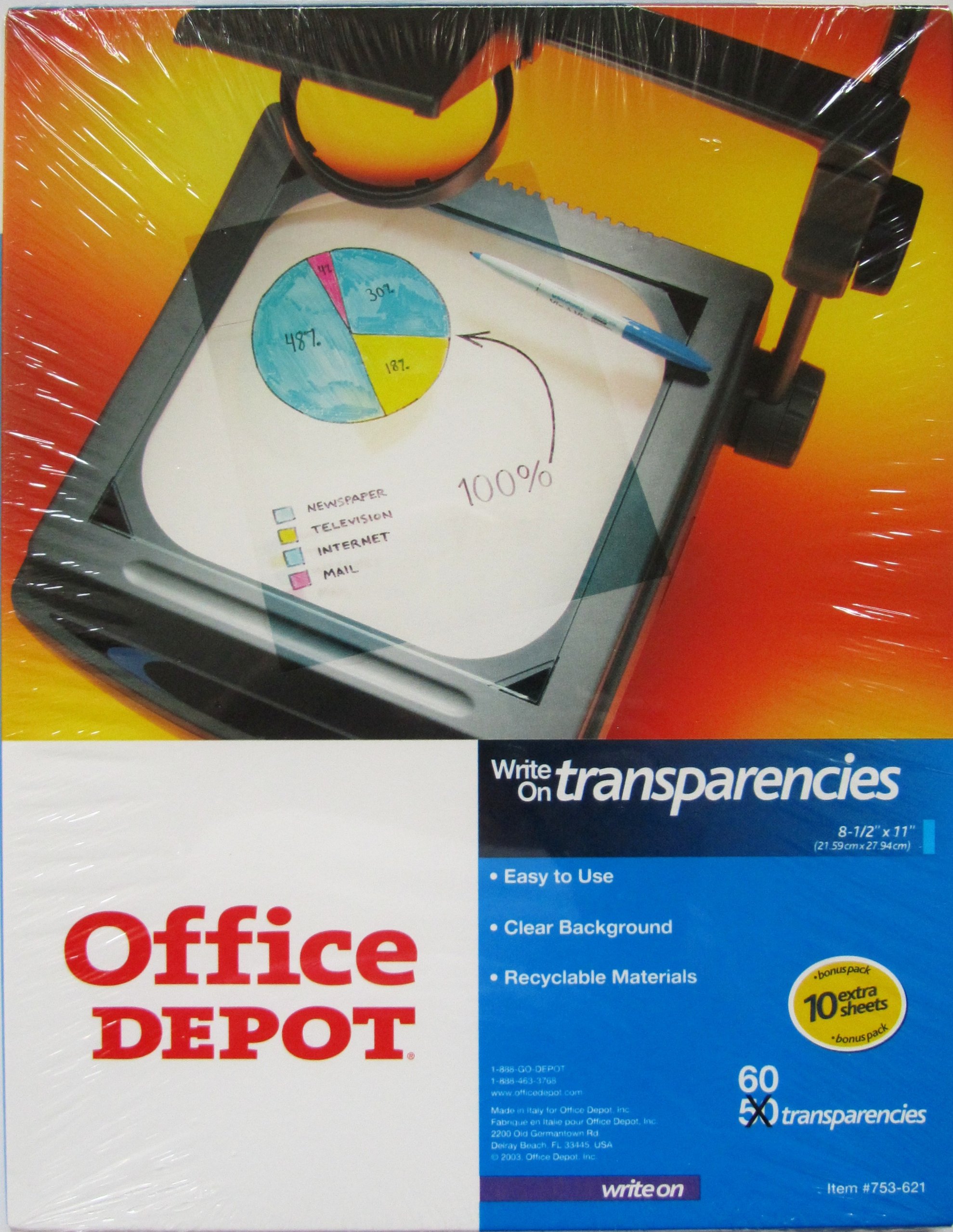 Office Depot Write-On Transparency Film, Box Of 60