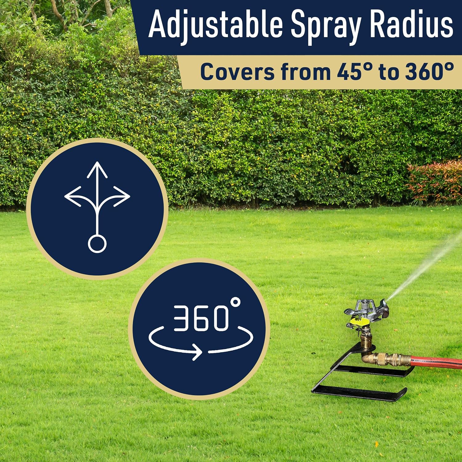 Impact Sprinklers for Yard, Garden, and Large Areas - Rotating Pulsating Lawn Sprinkler with Adjustable 360 Degree Rotating Head and Heavy Duty Steel Sled Base by Kings County Tools