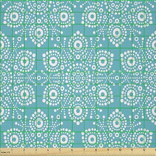 Vista 873 de Lunarable The Yard, tela azul real de The Yard, patrón de cerámica inspirado en el Medio Oriente estilo marroquí, estampado oriental, tela de satén