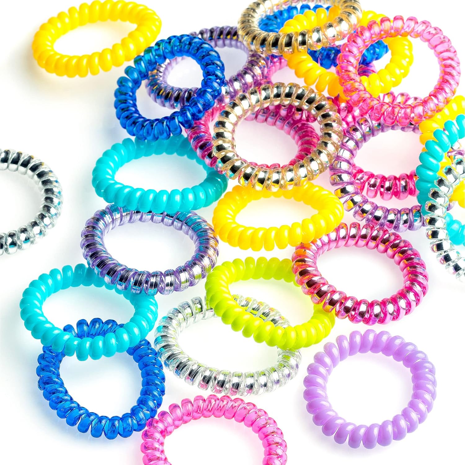 Spiral Hair Ties 20 Pcs Coil Hair Ties Stretchy Hair Ties Cord Hair Bands