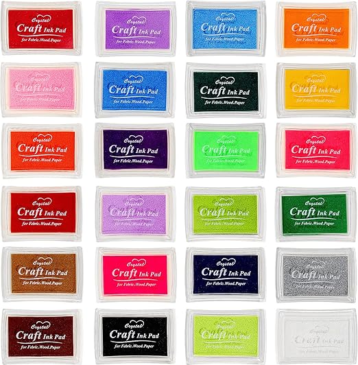 Sherr 24 Colors Craft Ink Pads for Kids, Washable Stamp