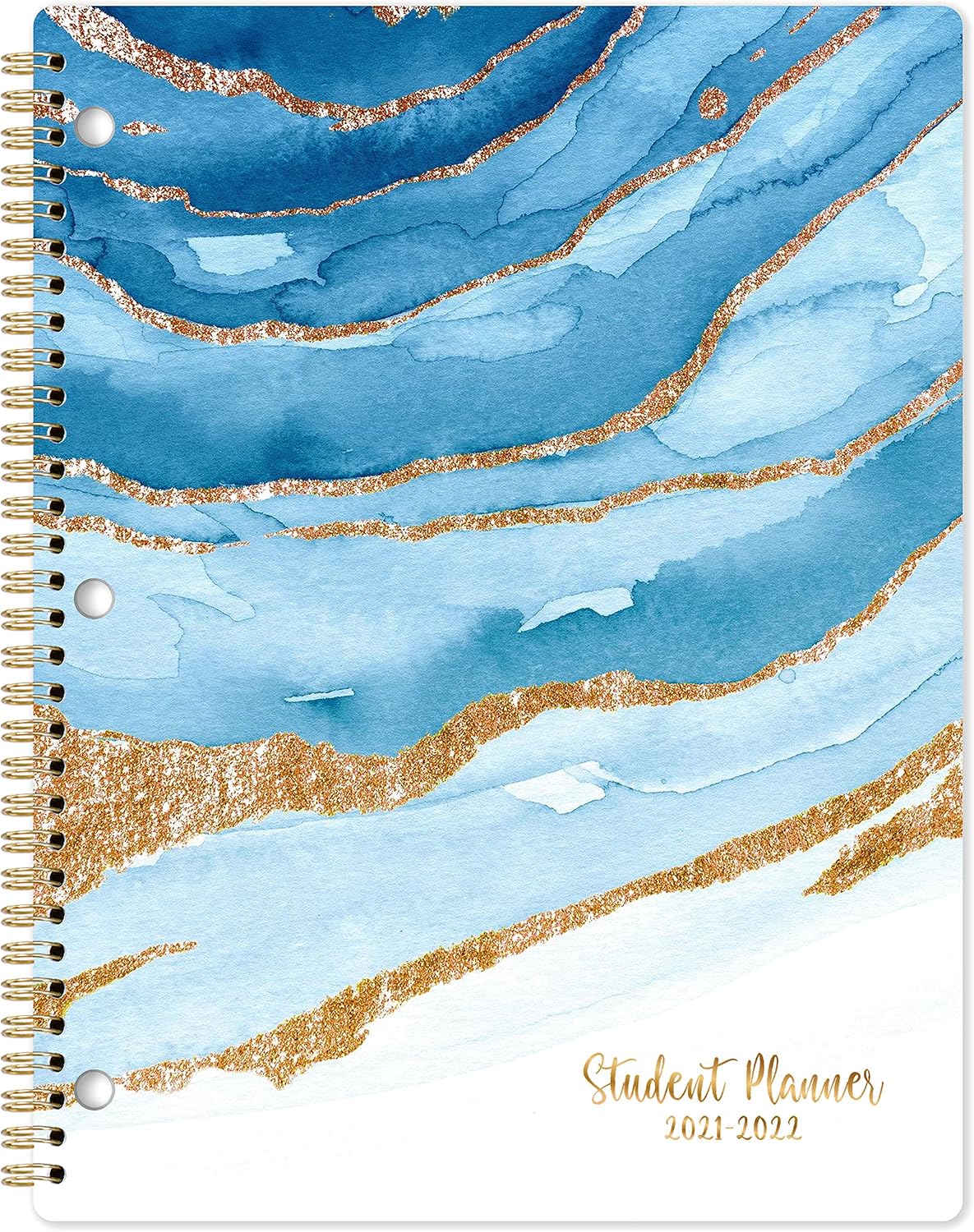 2021-2022 Student Planner - Student Planner 2021-2022 for School Year from July 2021 to June 2022, 10.83" × 8.35", Academic Weekly Lesson Planner, Planning Stickers, 12 Monthly Tabs - Blue Ink Pattern