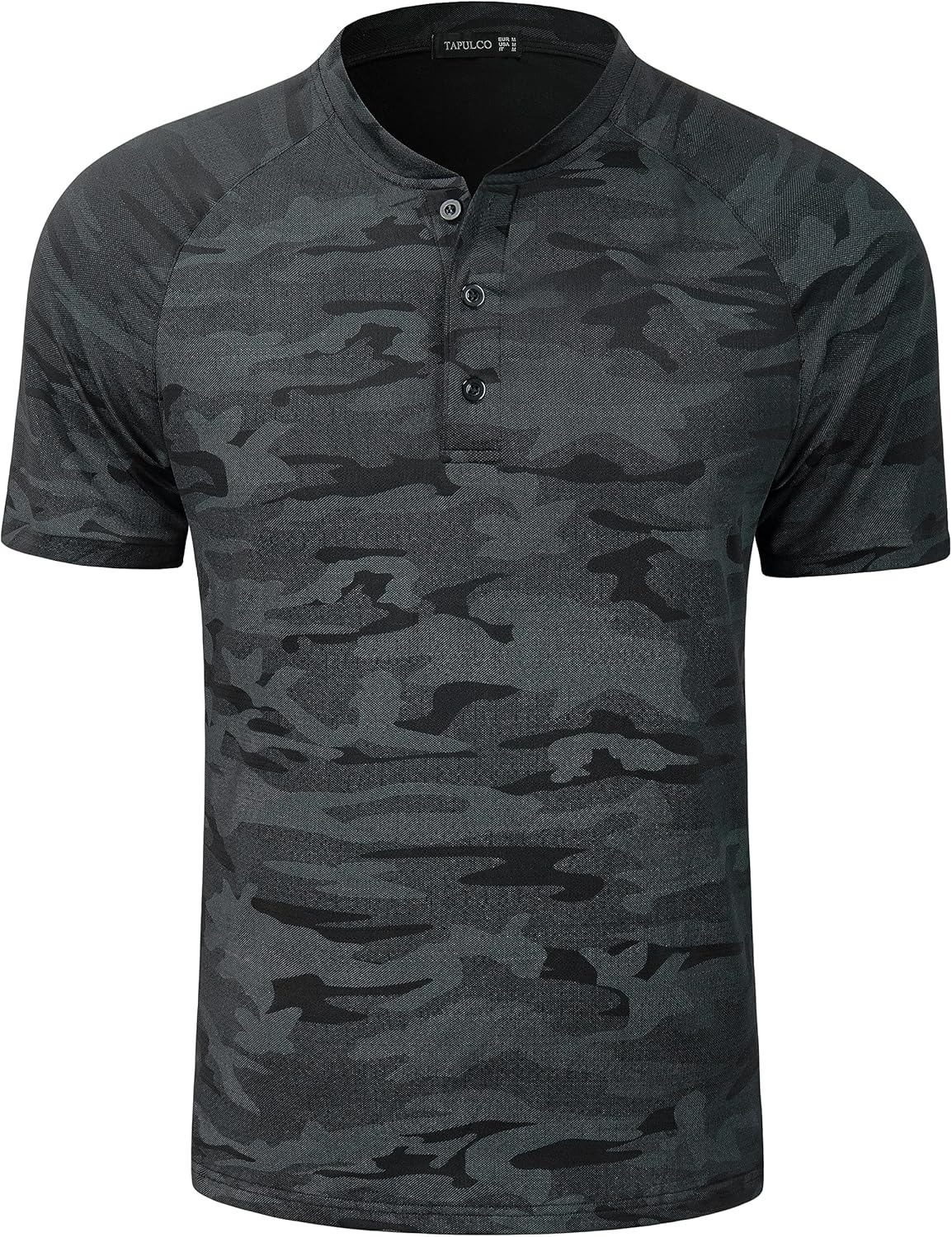 TAPULCO Mens Collarless Golf Shirts Short Sleeve Dry Fit Stretch Casual Breathable Lightweight Tshirts