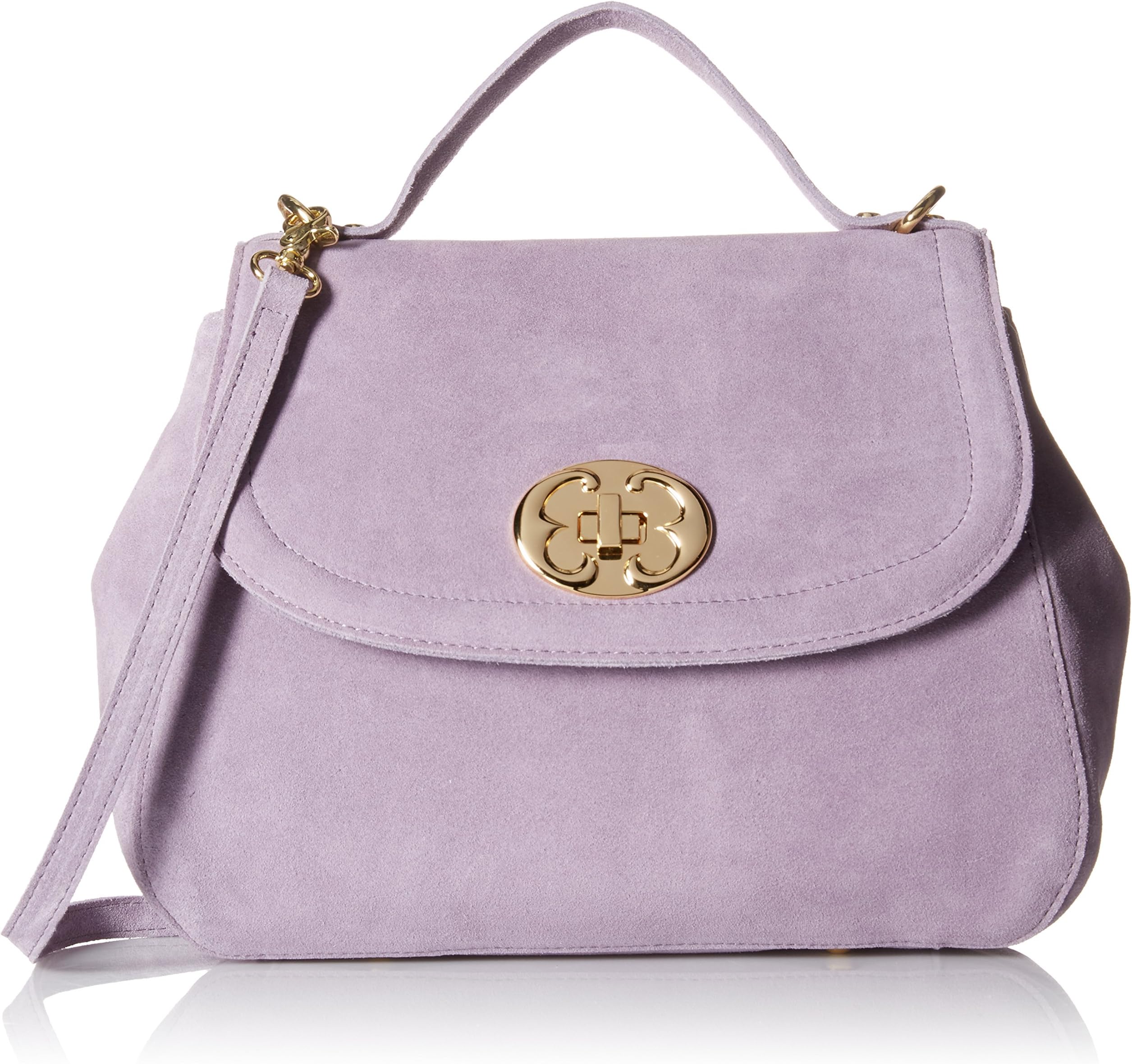 Emma Fox Women's New Classics Top Handle Suede Lavender Handbag