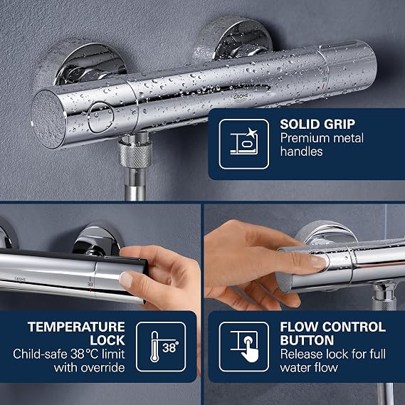 GROHE Precision Get Exposed Thermostatic Shower Set, Chrome, 34856000