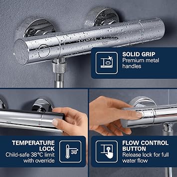 GROHE Precision Get Exposed Thermostatic Shower Set, Chrome, 34856000