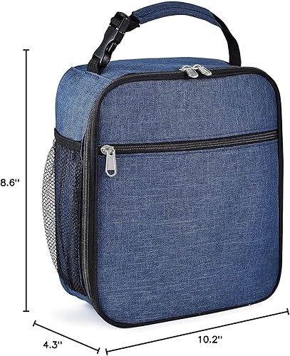 Miniatura 7 de IWTTWY Lonchera aislada azul marino, a prueba de fugas, portátil, con asa, para hombres, mujeres, niños y niñas, 10.2 pulgadas de largo x 4.3