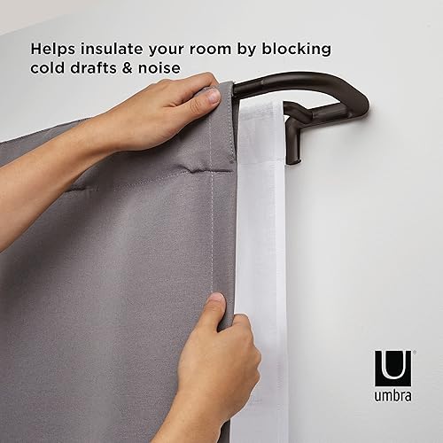 Miniatura 4 de Umbra Twilight - Barra de cortina doble negra para ventana, barra de cortina doble ajustable envolvente, de 28 a 48 pulgadas, barra de cortina,