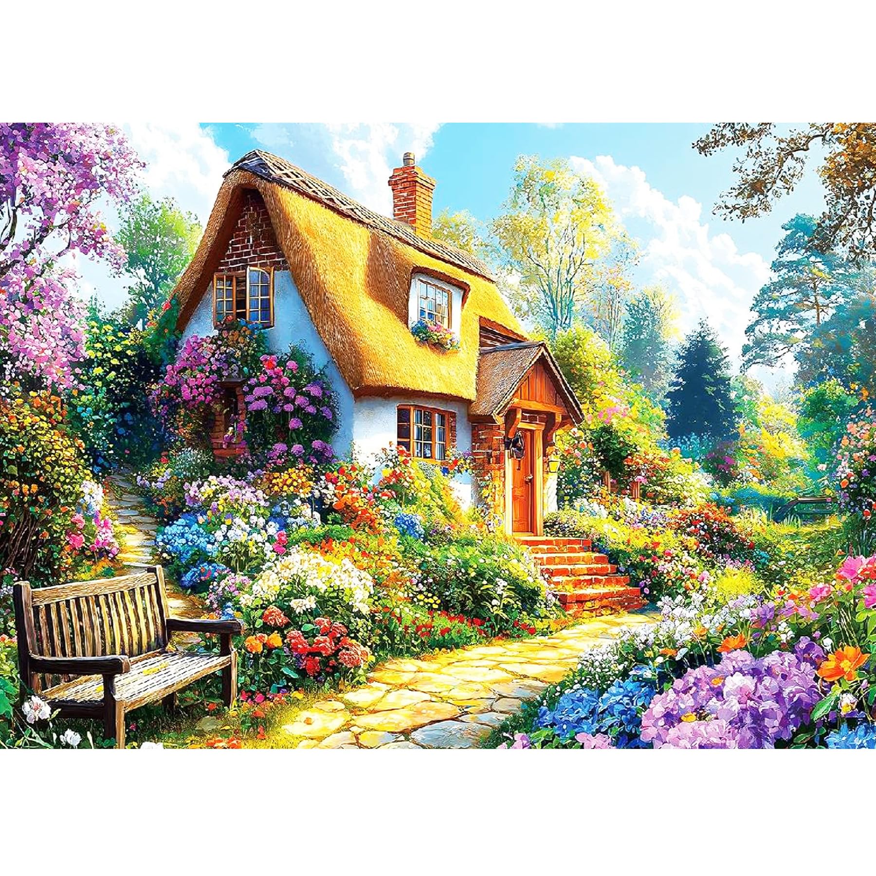 Bowetile Autumn Village Diamond Painting Art Kits for Adults, 5D DIY Gem Art Painting Kits, Full Drill Landscape Painting Rhinestone Embroidery Pictures for Beginners, Home Wall Decor 30x40cm — image 1