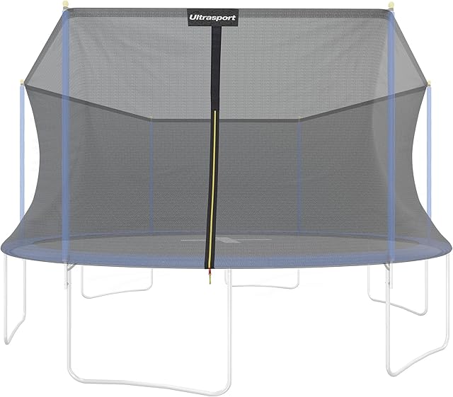 Ultrasport Safety Net for garden trampoline, suitable for Trampoline 460 cm, Protects when jumping, Highest security, easy to attach, incl. opening access, Net height approx. 180cm