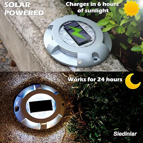 Miniatura 2 de SIEDiNLAR Luces Solares para Terraza Entrada Camino de Acceso Luz LED Solar Exterior Impermeable Marcadores de Carretera para Escalón Acera Escalera