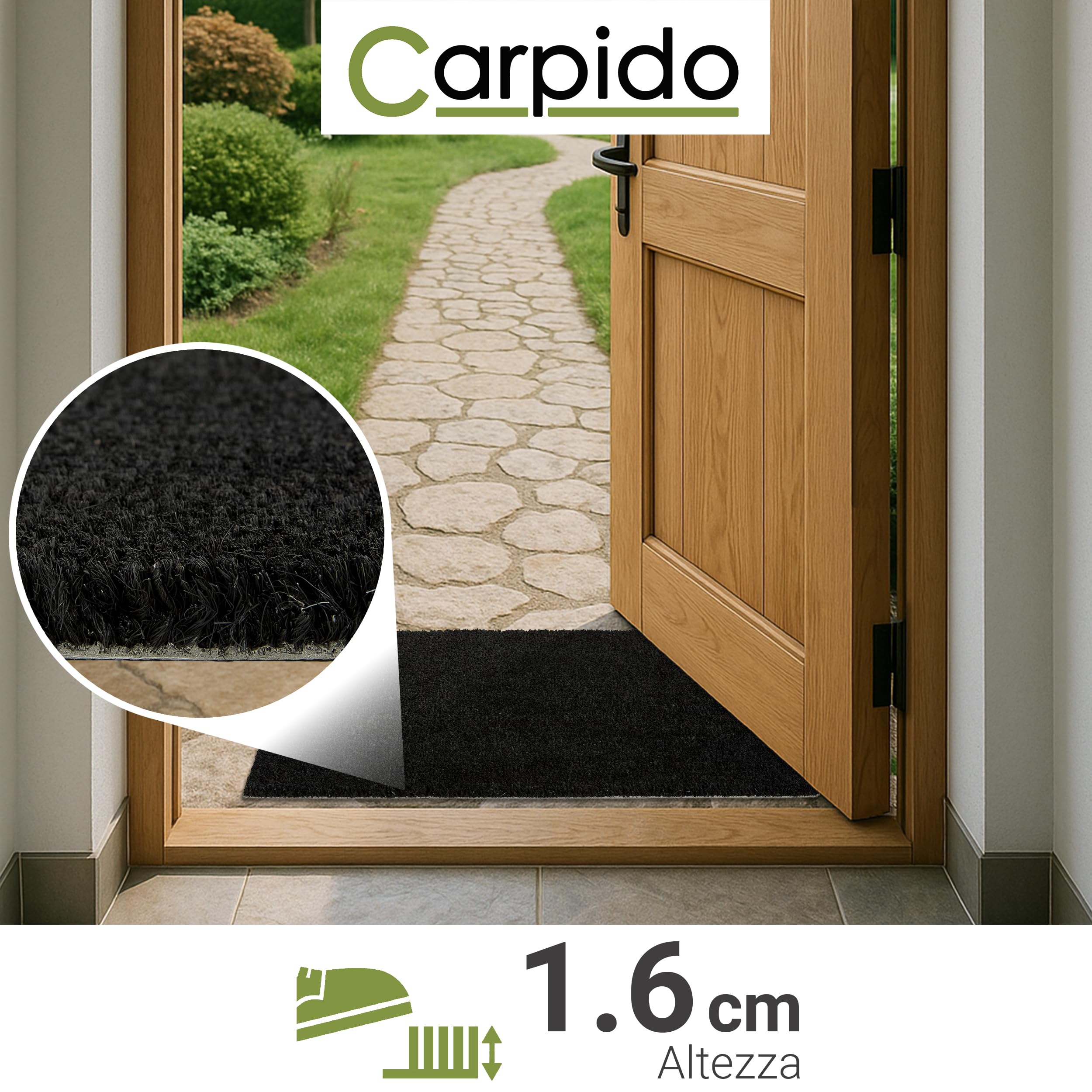 Tappeto Antiscivolo In Cocco Su Misura – 40x60 Cm (2 Pezzi), Fibre Naturali, Antibatterico, Made In Italy