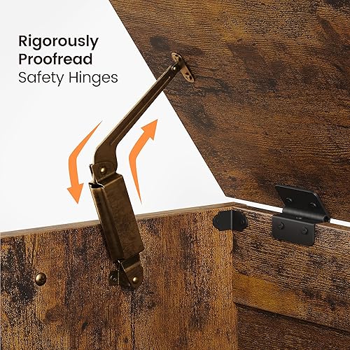 Miniatura 6 de IDEALHOUSE Baúl de almacenamiento, banco de almacenamiento, baúl de almacenamiento de madera de 30 pulgadas con bisagras de seguridad, banco de