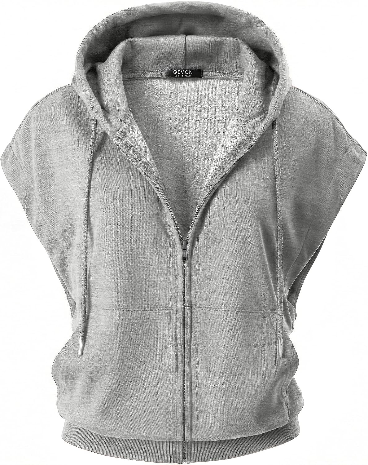 GIVON Womens Lightweight Hooded Vest Sleeveless Full Zip-Up Hoodie Drawstring Sweatshirt with Kanga Pockets