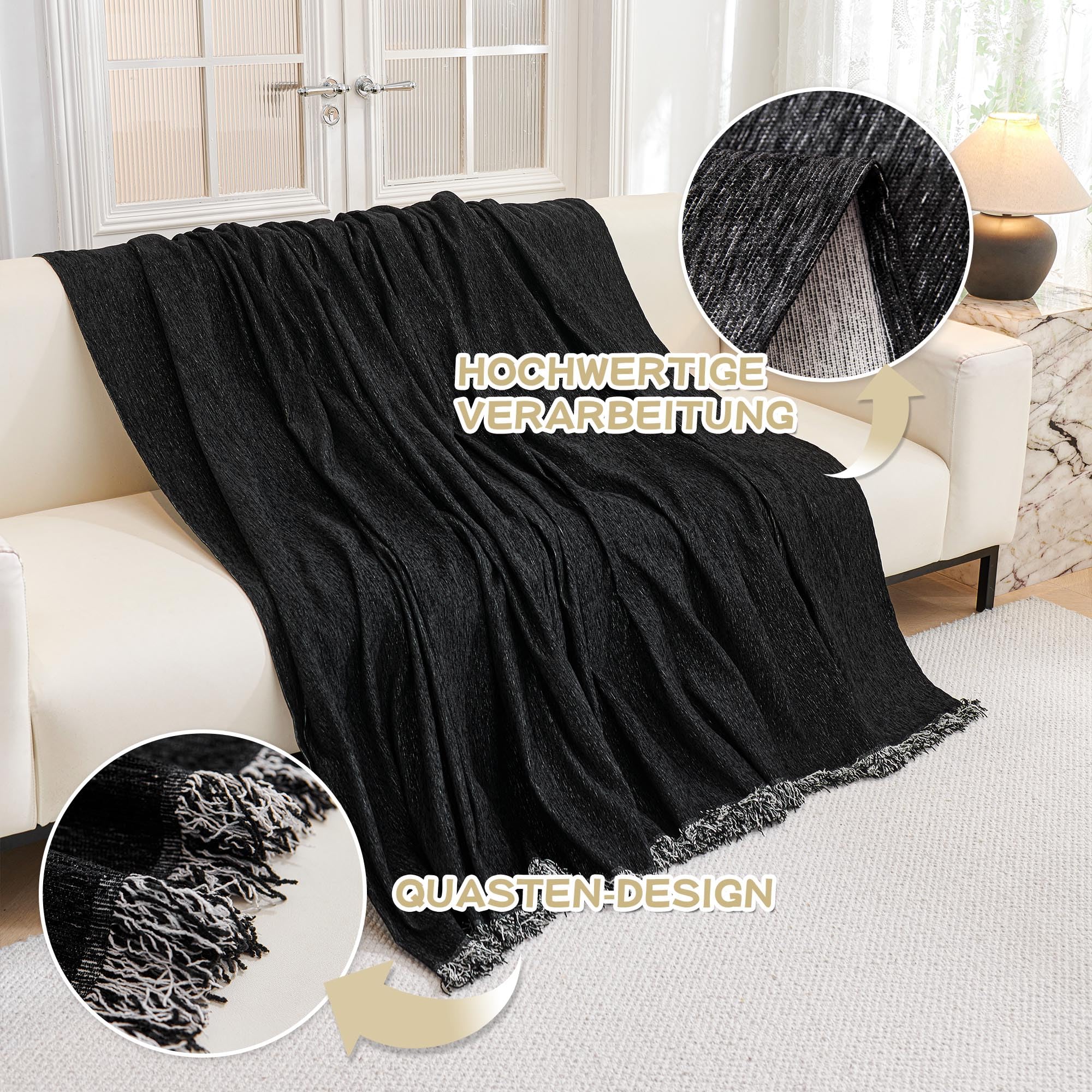 MYSKY HOME Pokrowiec na sofę 1/2/3/4-osobową, ochrona na sofę, ochrona przed zadrapaniami dla zwierząt domowych, sierści psa, kota, 180 x 300 cm, czarny