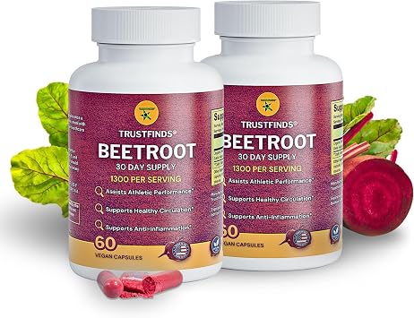 Organic Beetroot Powder 1300mg per Serving - 60 Capsules | 100% Natural Beet Root, No Gluten, No Sugar, Vegan Capsules with No Rice Powder, No Gelatin. 2