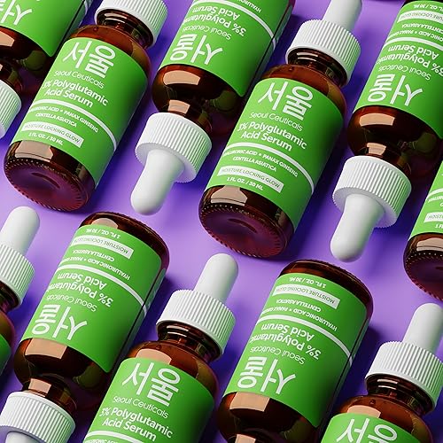 Miniatura 8 de SeoulCeuticals Suero de ácido poliglutámico orgánico  Cuidado de la piel coreano + ácido hialurónico + centella asiática  K Beauty Anti