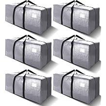 6 Pack Heavy Duty Extra Large Moving Bags W/Backpack Straps - Strong Handles & Zippers, Storage Totes For Space Saving, Fold Flat, Alternative to Box and Bin 40 gal, Silver