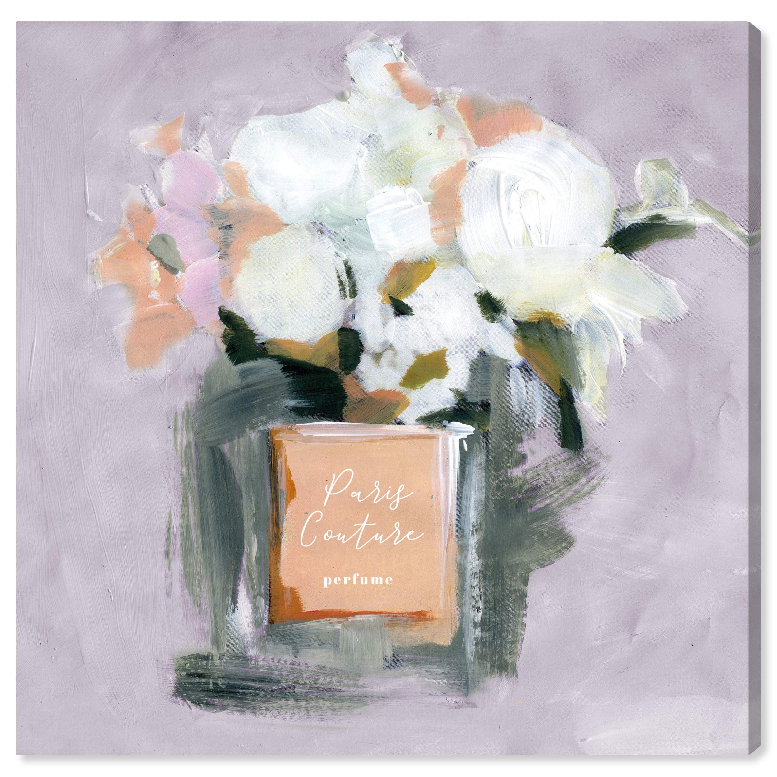 The Oliver Gal Artist Co.Floral Wall Art Canvas Prints 'Couture Perfume' Home Décor, 12" x 12", Orange, Gray