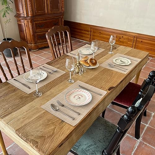 Miniatura 3 de WAZAIGUR Manteles individuales, manteles individuales de vinilo tejido entrecruzado, fáciles de limpiar, duraderos, antideslizantes, resistentes al
