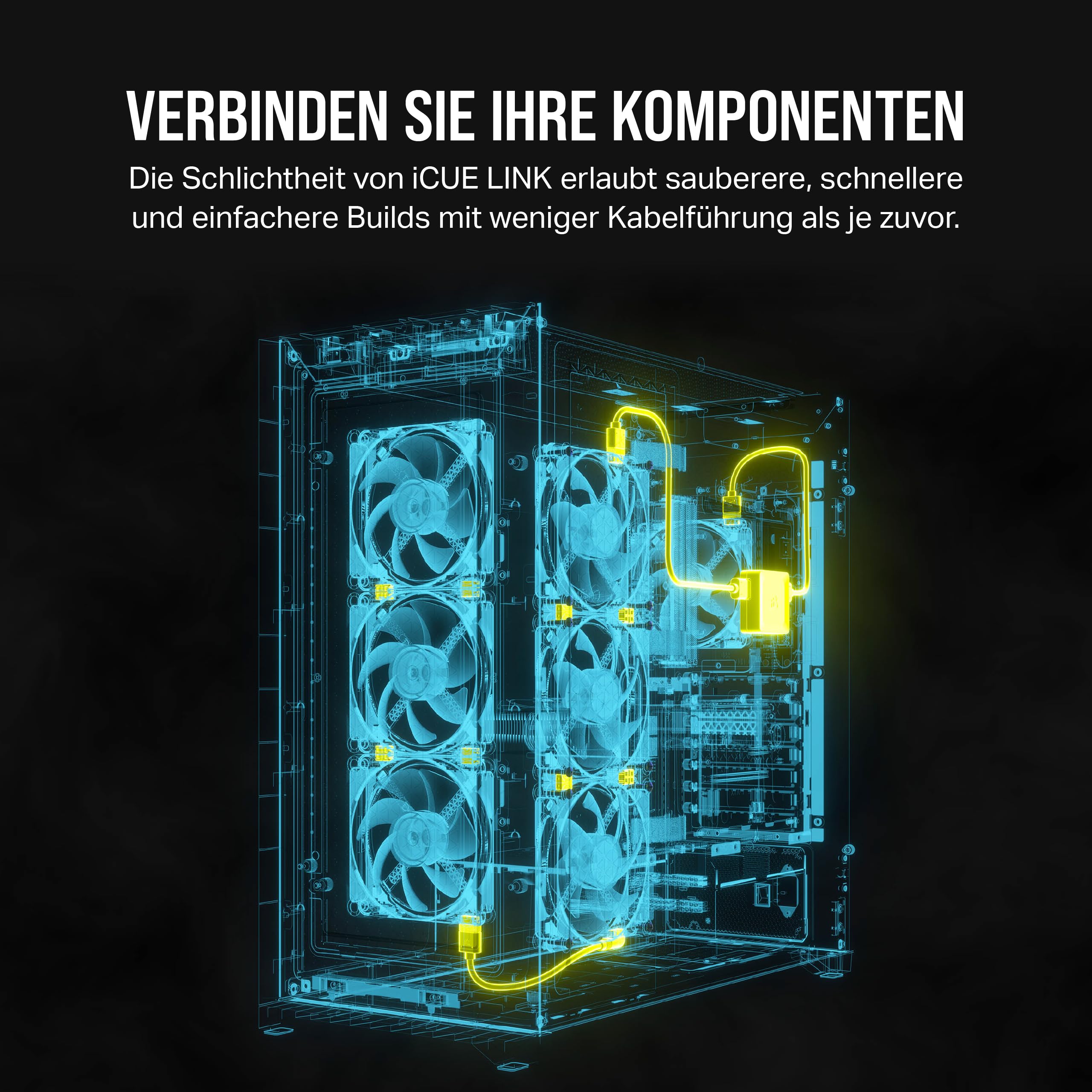 CORSAIR iCUE LINK System-Hub – Verbindet bis zu 14 CORSAIR iCUE LINK-Geräte – Reduziert Kabelgewirr – Innovatives EIN-Kabel-Design – Schwarz