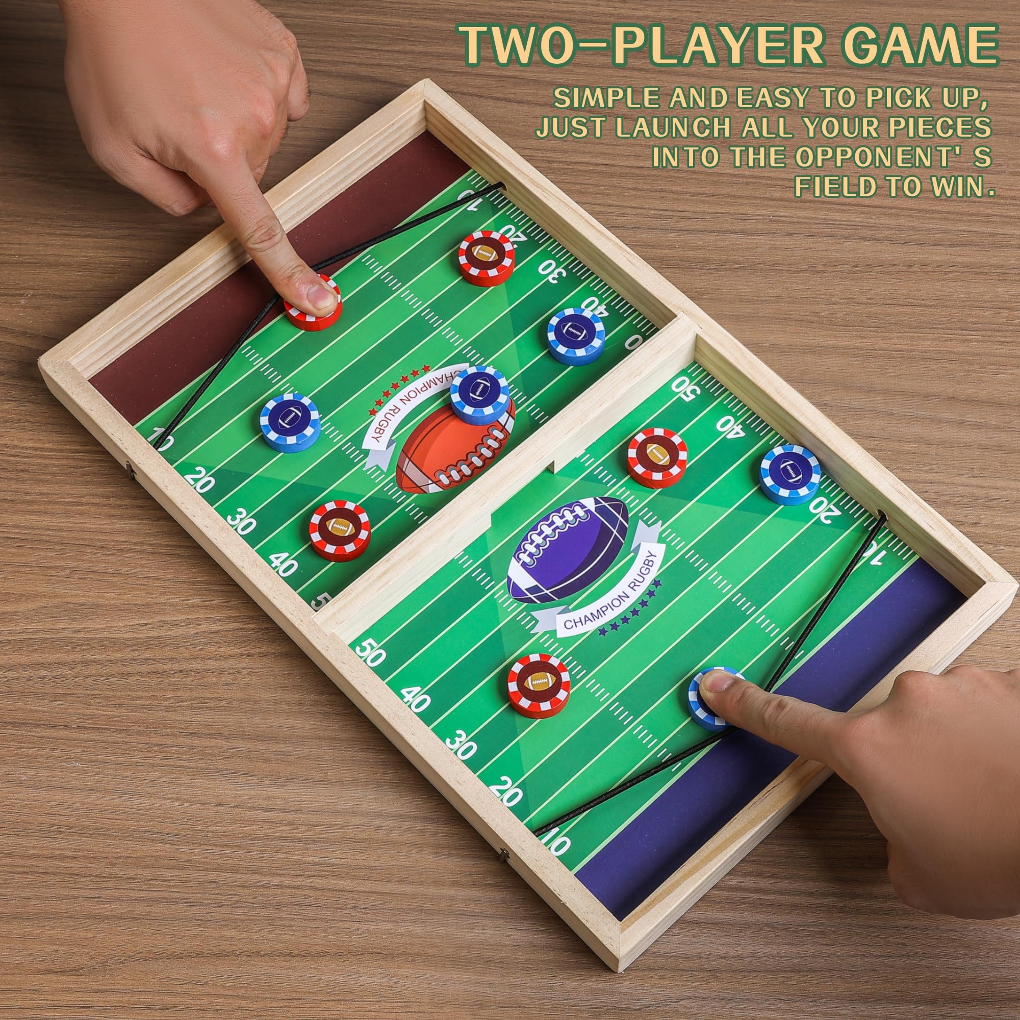 AIUAZA Fútbol Rápido Clásico Anillo Juego de Tiro Juego Familiar Noche con Amigos Fiesta Juego de Mesa de Hockey de Aire de Madera para Adultos, 2 Jugadores (Large Size)