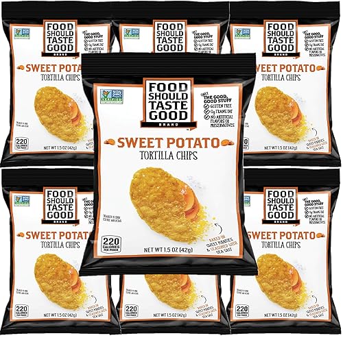 Miniatura 2 de Food Should Taste Good - Paquete variado de chips de tortilla, 1.5 onzas (paquete de 6) con servilletas Bay Area Marketplace (batata)