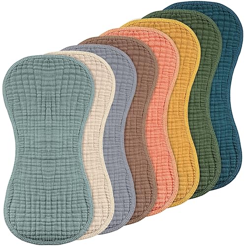 Frienda 8 paños de muselina para eructos de algodón para bebé, 10 x 20 pulgadas, paños de muselina de varios colores, 4 capas absorbentes, toallas
