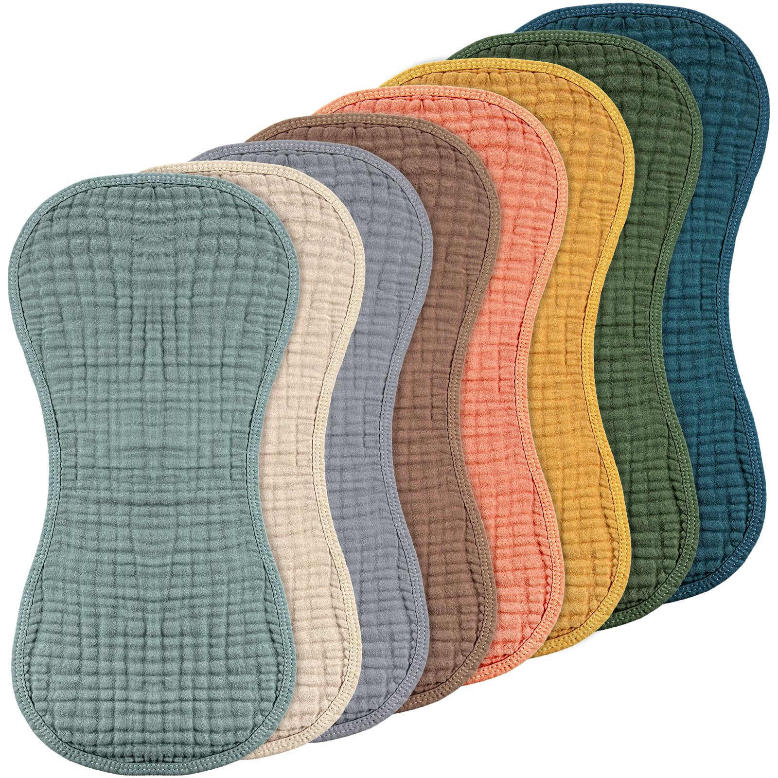 Frienda 8 Pack Muslin Burp Cloths for Baby Large 20 x 10 Inch Cotton Burp Rags for Spit up Drool Absorbent Soft Multicolor Wash Cloths Diapers for