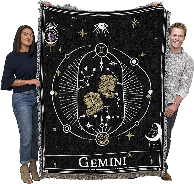 Pure Country Weavers Zodiac - Gemini Tarot Card Blanket - Gift Cotton Tapestry Throw - Made in The USA - 72