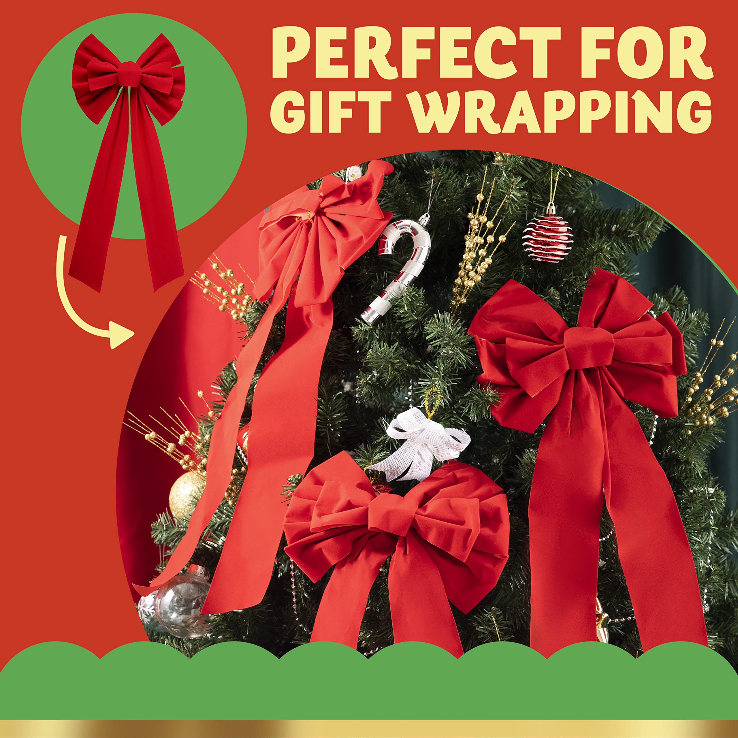 Amazon.com: JOYIN 8 Pack Christmas Red Velvet Bows, 26