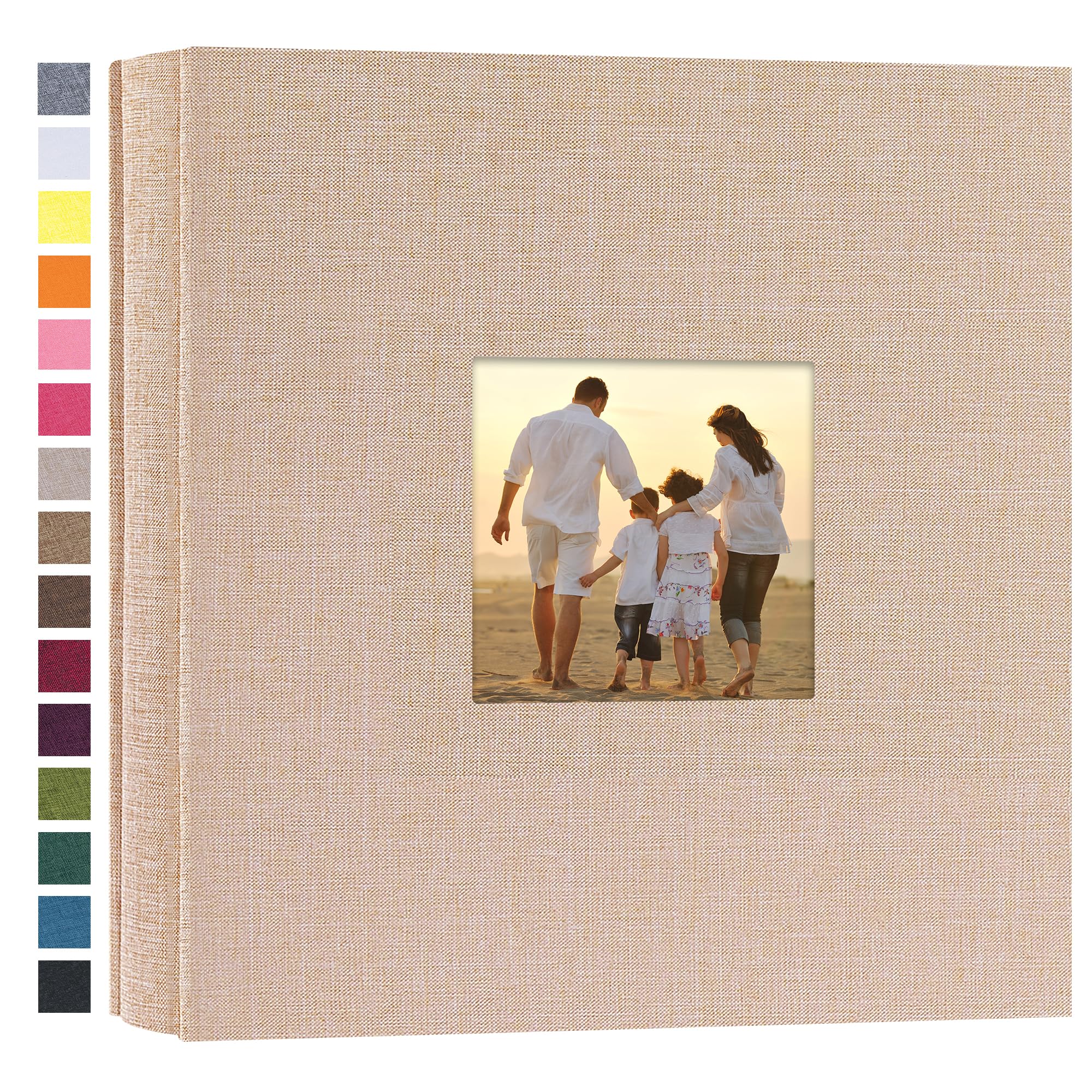potricher Small Photo Album 4x6 200 Photos Linen Cover Picture Photo Book for Family Wedding Anniversary Baby Vacation (Beige,200 Pockets)