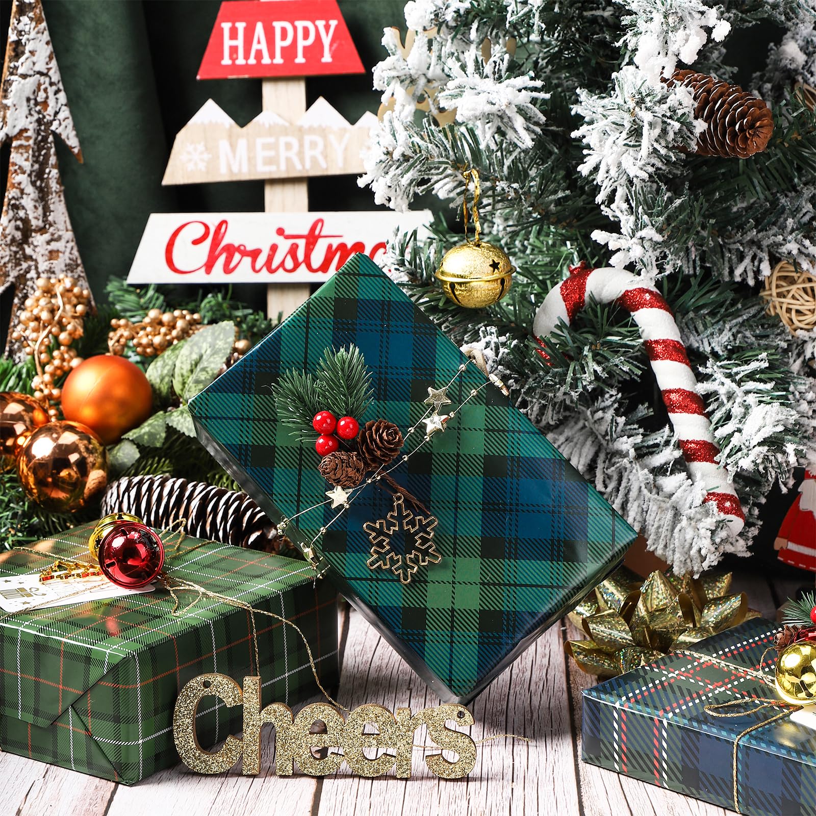 LeZakaa Christmas Floral Wrapping Paper 6 Sheets For Girls