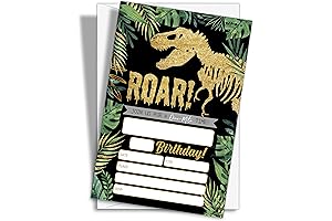 Gold Dinosaur Birthday Party Invitations (Set Of 20)
