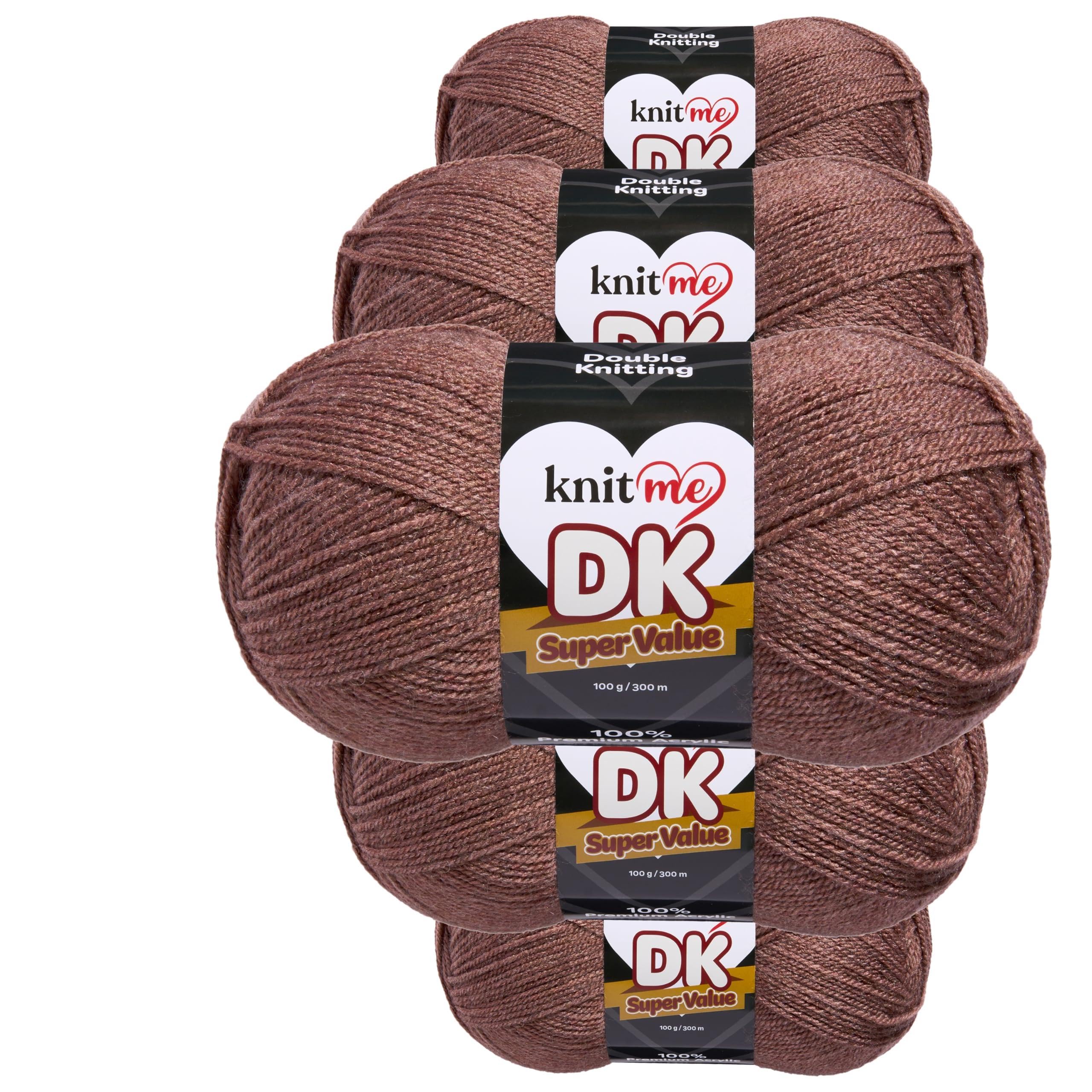 Knit Me DK Double Knitting Yarn Hypoallergenic Acrylic 5X 100g (Mocha)