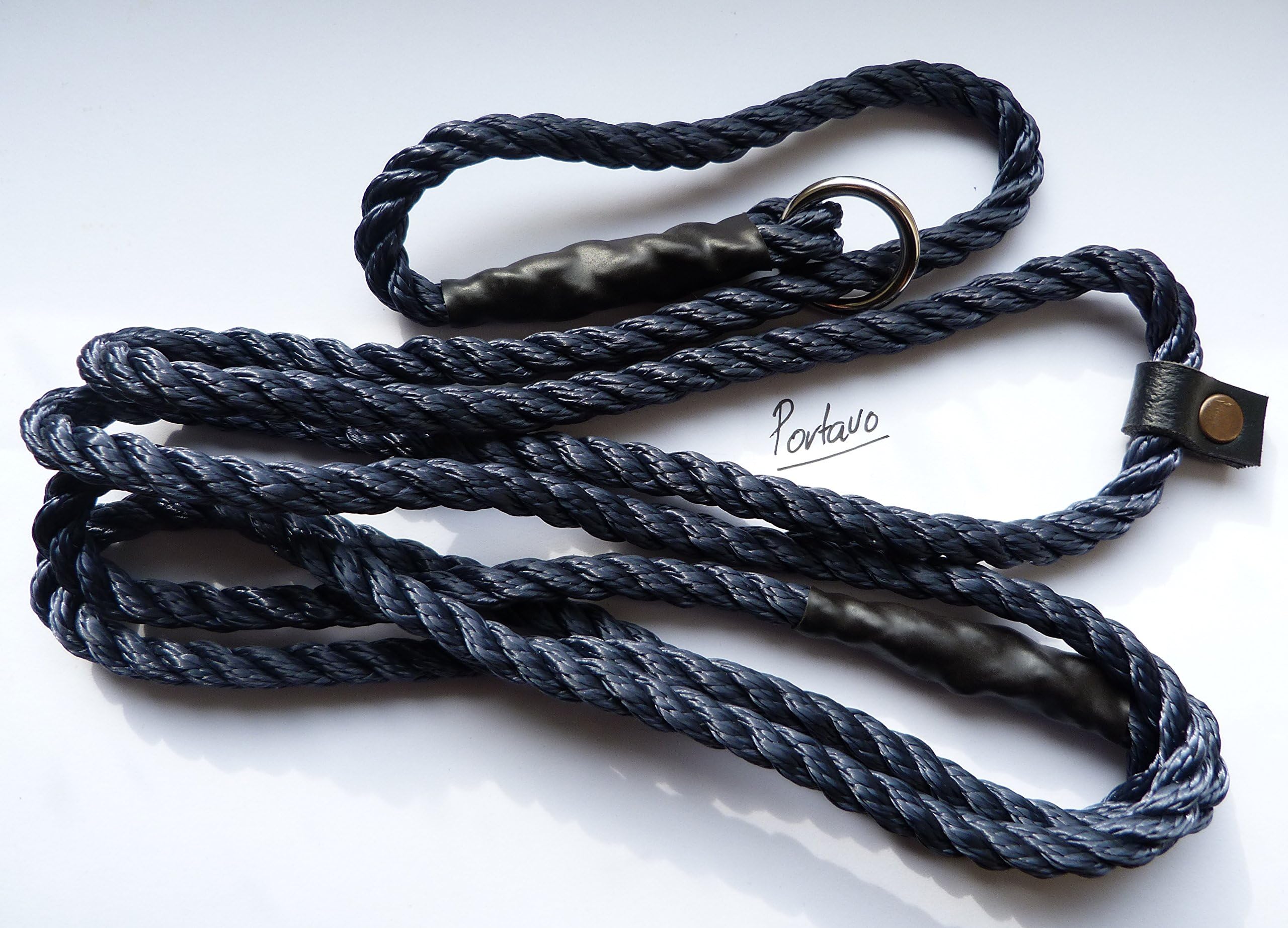 PORTAVO Extra Long 2M Very Strong Dog Training Rope Slip Lead Stop Pulling Gundog Leash black